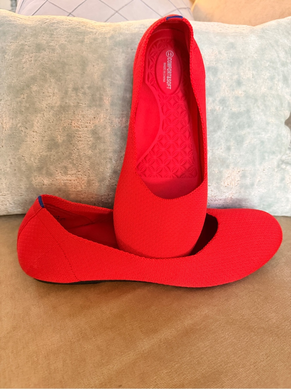 EUC | Sz 11 | Women’s Red Knit Ballet Flats - Comfort Fit